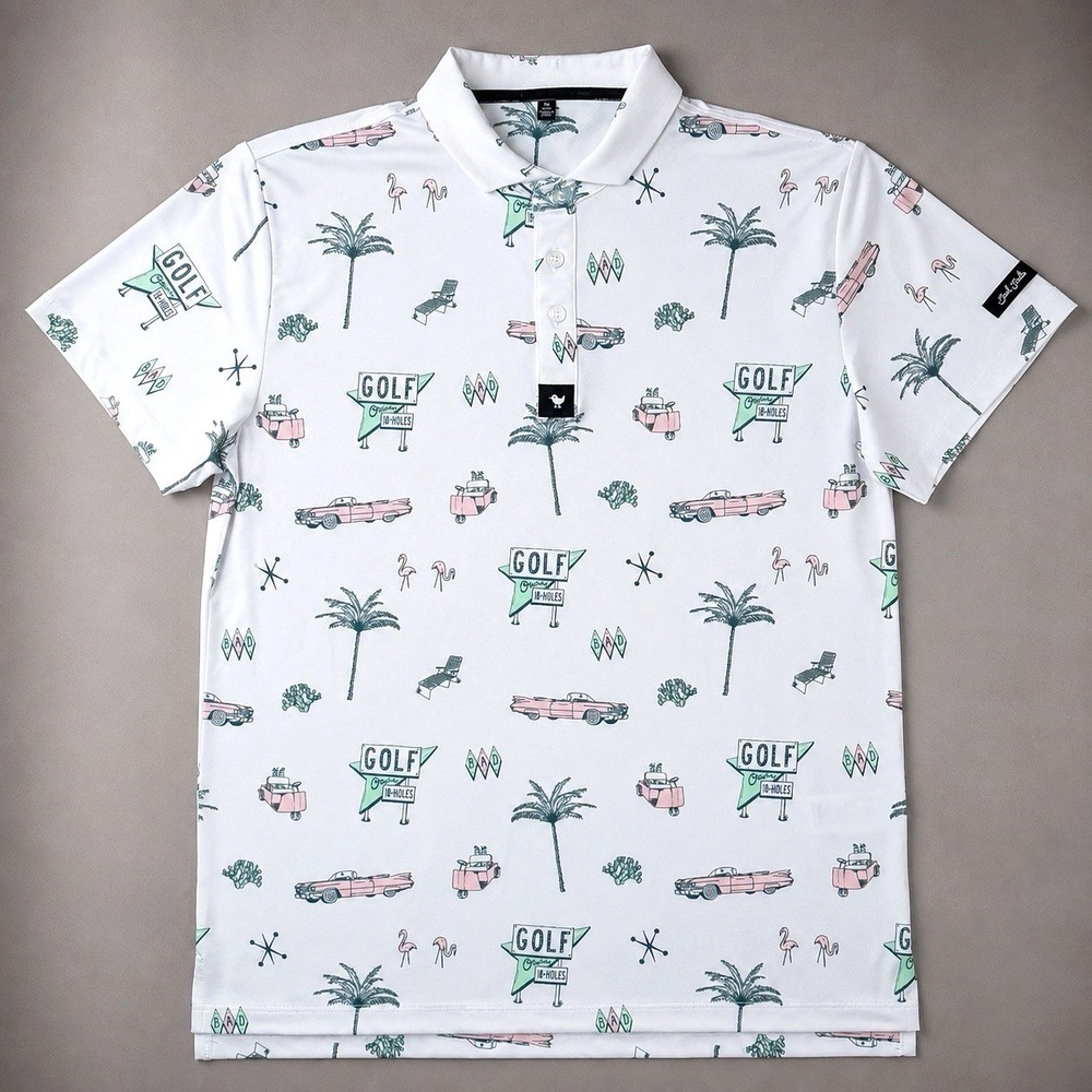 Bad Birdie Swing Royale Youth Golf Polo XL 12/13 Retro Print Performance Shirt